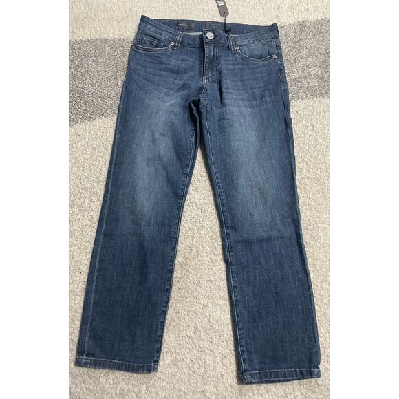 NWT Kut From The Kloth Women's Size 4 Bardot Cropped Skinny Boyfriend Jeans Blue - Picture 1 of 16